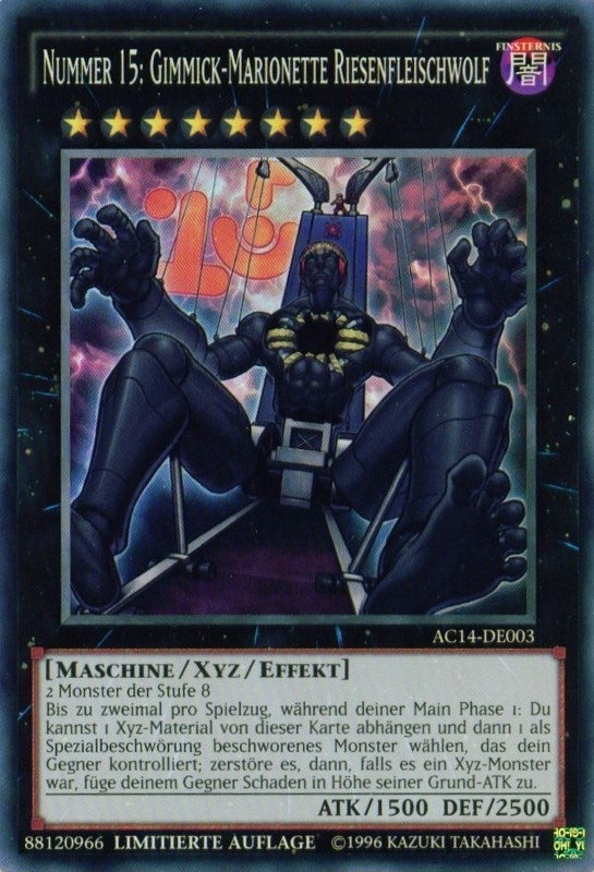 Image for Number 15: Gimmick Puppet Giant Grinder (German) - "Nummer 15: Gimmick-Marionette Riesenfleischwolf" (AC14-DE003) [Advent Calendar 2014 (Adventskalender ZEXAL-Edition)] - YuGiOh