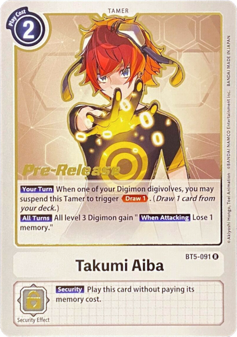 Takumi Aiba (BT5-091 R) [Battle of Omni Pre-Release Cards]