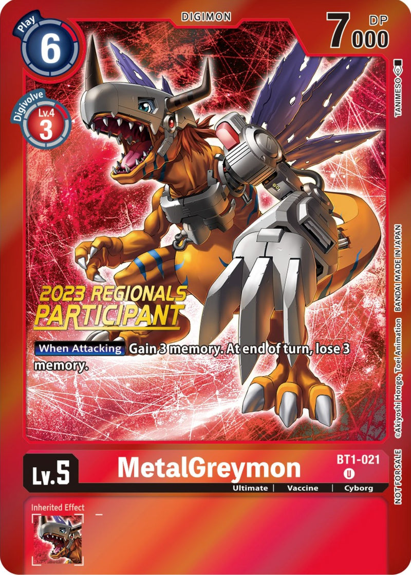 MetalGreymon - BT1-021 (2023 Regionals Participant) (BT1-021 U) [Release Special Booster 1.0]