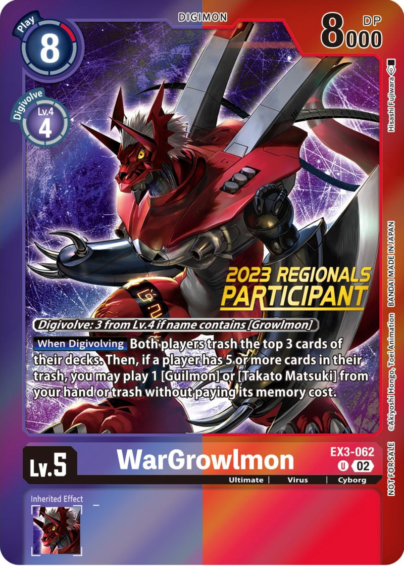 WarGrowlmon (2023 Regionals Participant) (EX3-062 U) [Draconic Roar]