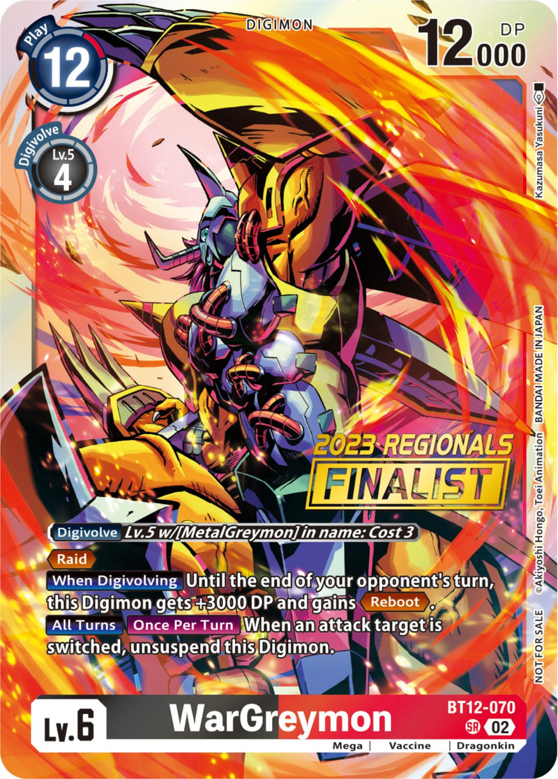 WarGreymon (2023 Regionals Finalist) (BT12-070 SR) [Across Time]