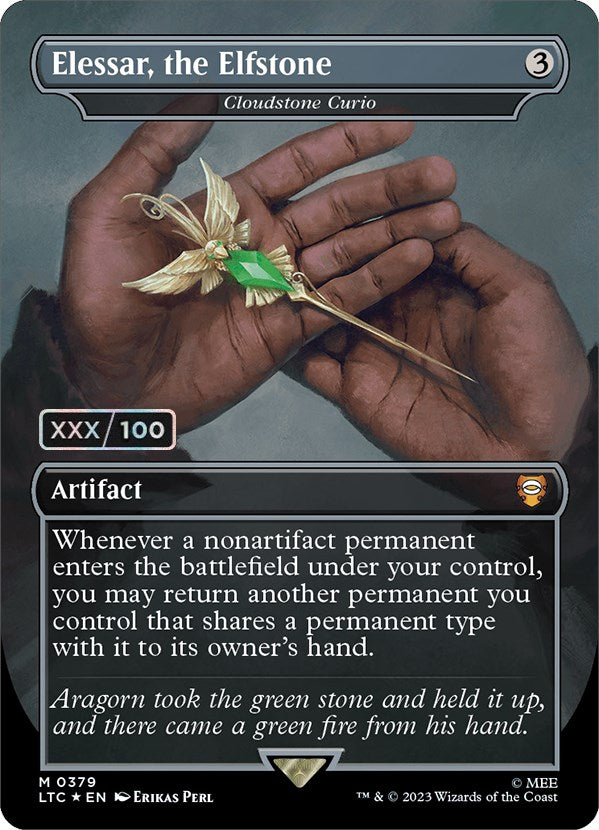 Elessar, the Elfstone - Cloudstone Curio (Borderless) (Serial Numbered) (379) [Commander: The Lord of the Rings: Tales of Middle-earth]