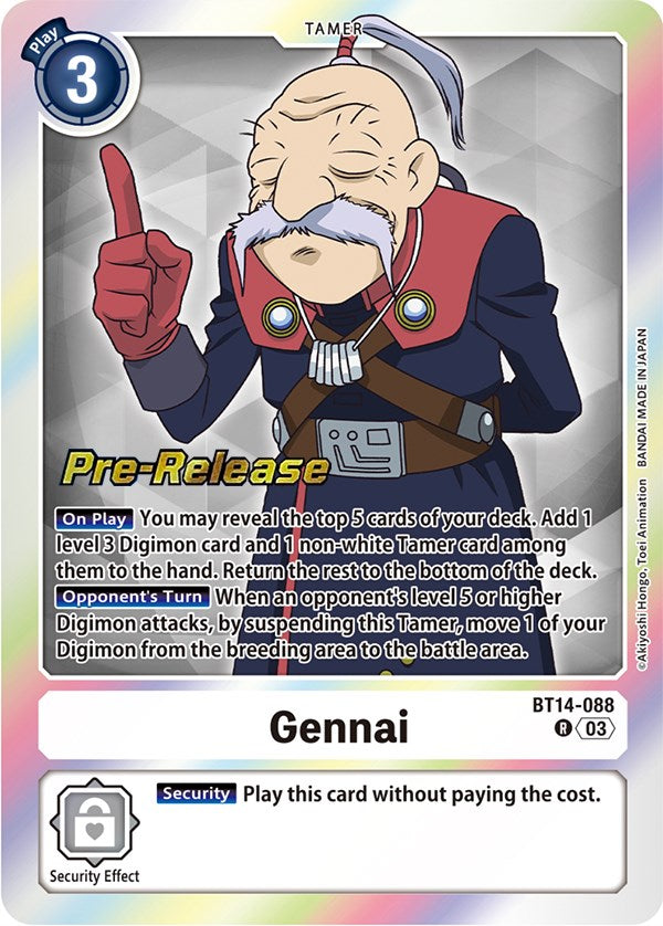 Gennai (BT14-088 R) [Blast Ace Pre-Release Cards]