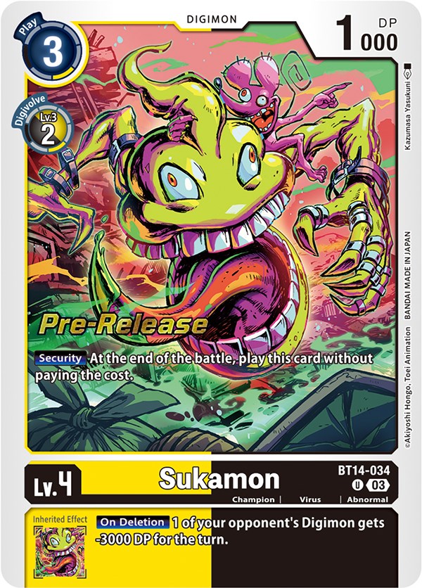 Sukamon (BT14-034 U) [Blast Ace Pre-Release Cards]