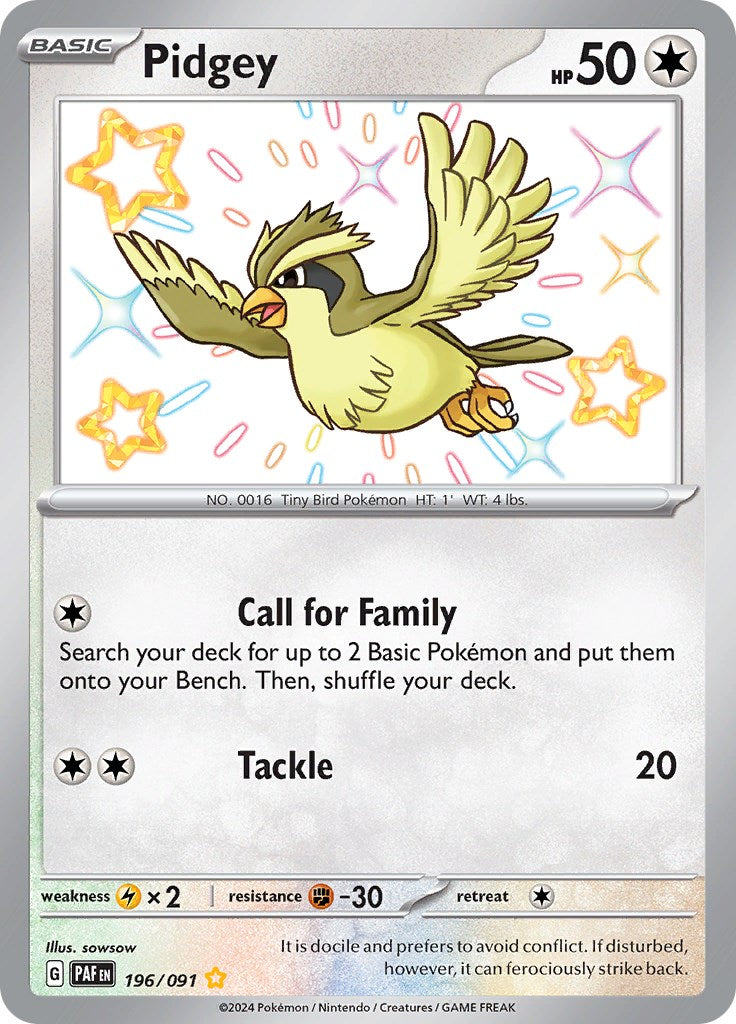 Pidgey (196/091) [SV: Paldean Fates]