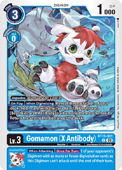 Gomamon (X Antibody) (BT15-021 U) [Exceed Apocalypse]