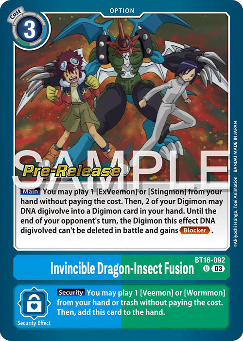 Invincible Dragon-Insect Fusion (BT16-092 U) [Beginning Observer Pre-Release Cards]