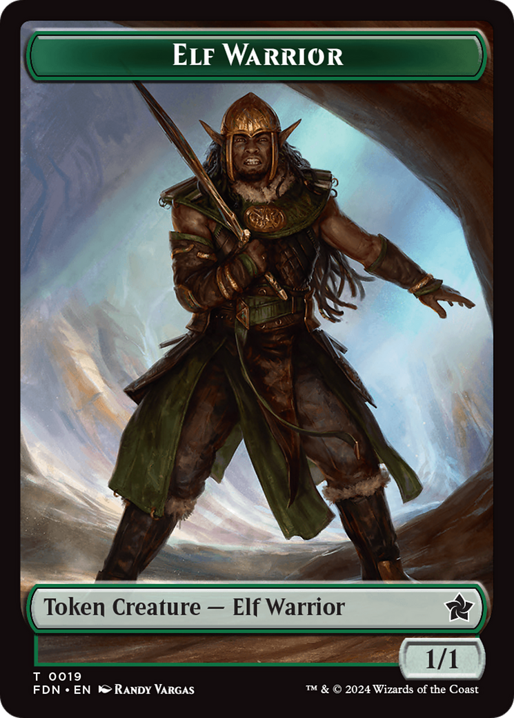 Emblem - Vivien Reid // Elf Warrior Double-Sided Token (25 // 19) [Foundations]