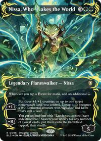 Nissa, Who Shakes the World (Borderless) (Raised Foil) [Bloomburrow Commander]