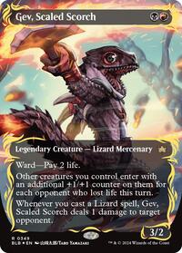 Gev, Scaled Scorch (Borderless) (Raised Foil) [Bloomburrow]