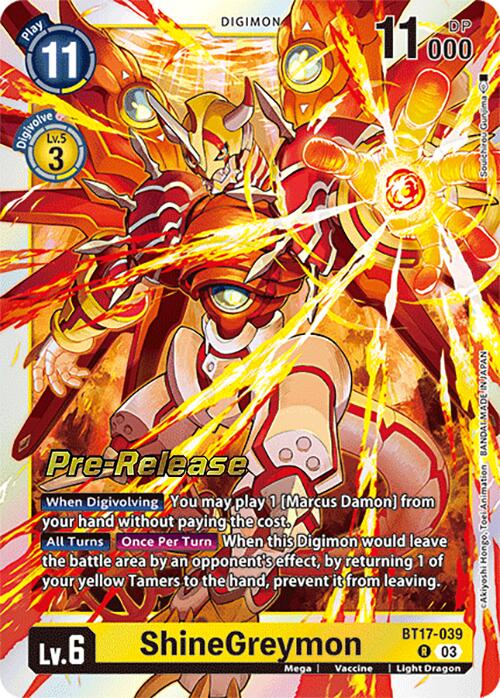 ShineGreymon (BT17-039 R) [Secret Crisis Pre-Release Cards]