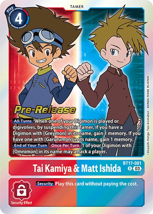 Tai Kamiya & Matt Ishida (BT17-081 R) [Secret Crisis Pre-Release Cards]