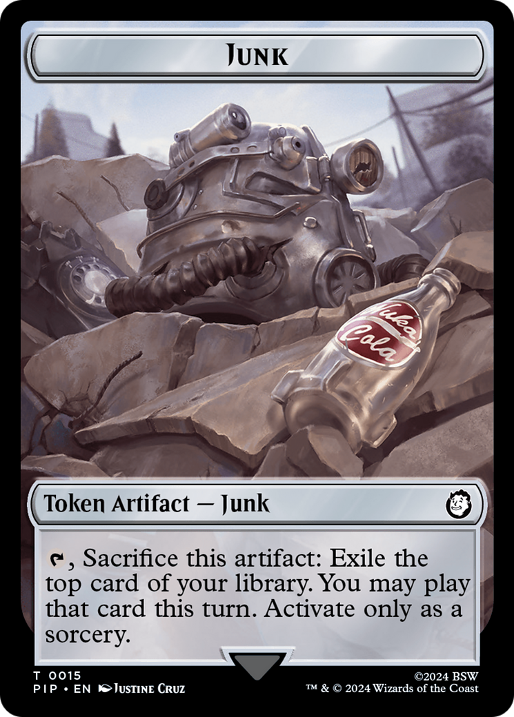 Junk // Clue Double-Sided Token (15 // 11) [Universes Beyond: Fallout]