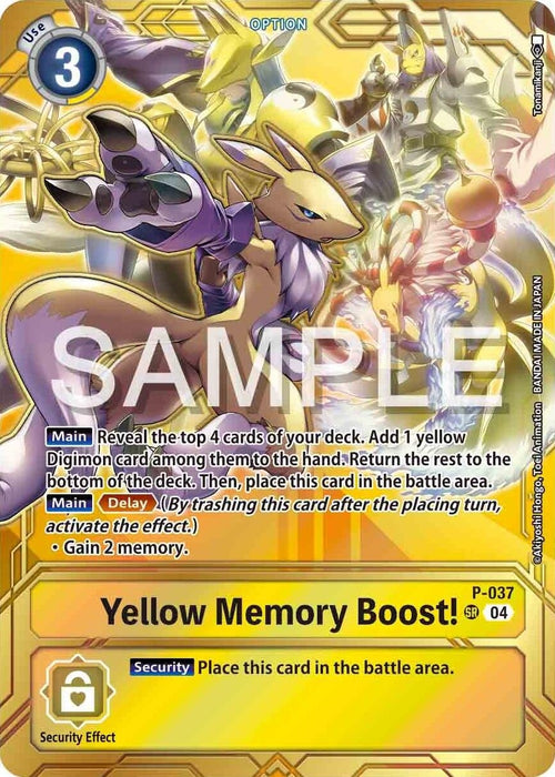 Yellow Memory Boost! [P-037] - P-037 (Premium Card Collection - Memory Boost! Set) [Digimon Promotion Cards]