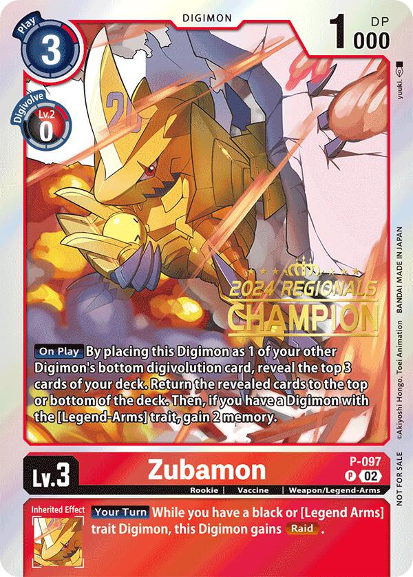 Zubamon - P-097 (2024 Regionals Champion) (P-097 P) [Digimon Promotion Cards]