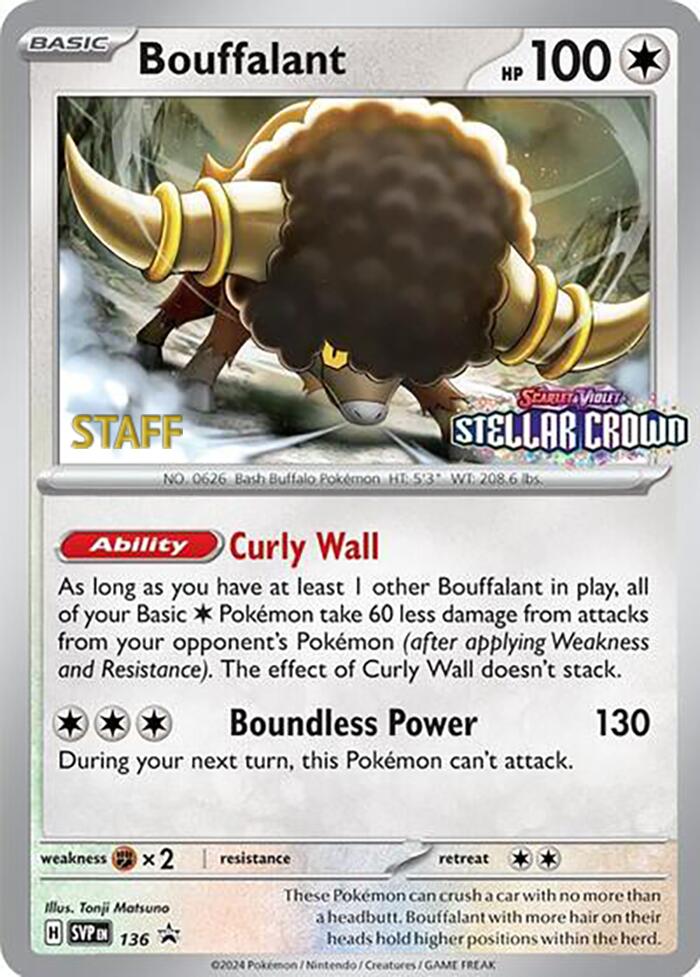 Bouffalant - 136 (Prerelease) [Staff] (136) [SV: Scarlet & Violet Promo Cards]
