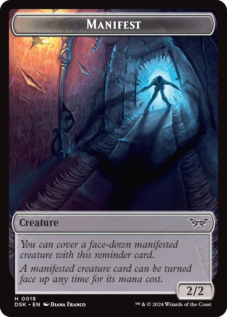 Glimmer // Manifest Double-Sided Token (4 // 18) [Duskmourn: House of Horror]