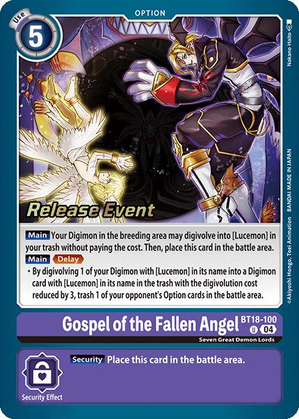 Gospel of the Fallen Angel (BT18-100 U) [Release Special Booster 2.0 Celebration Event Cards]