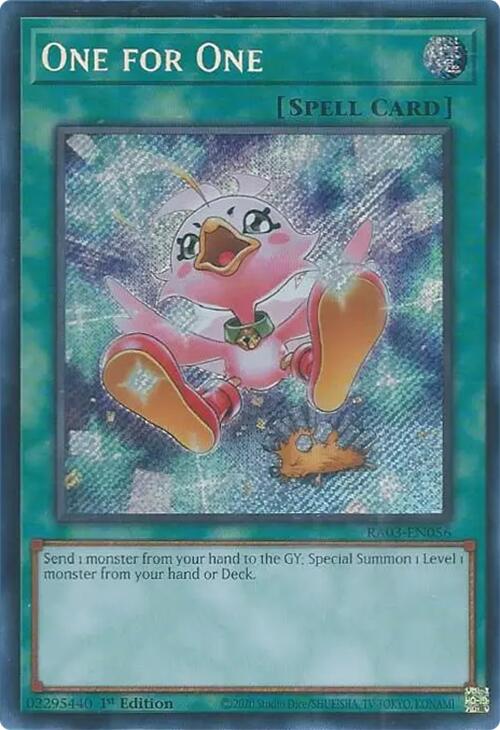 One for One (Alternate Art) (Secret Rare) (RA03-EN056) [Quarter Century Bonanza]