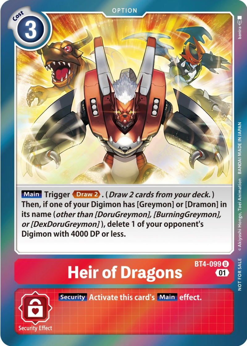 Heir of Dragons (ST-11 Special Entry Pack) (BT4-099 U) [Great Legend]