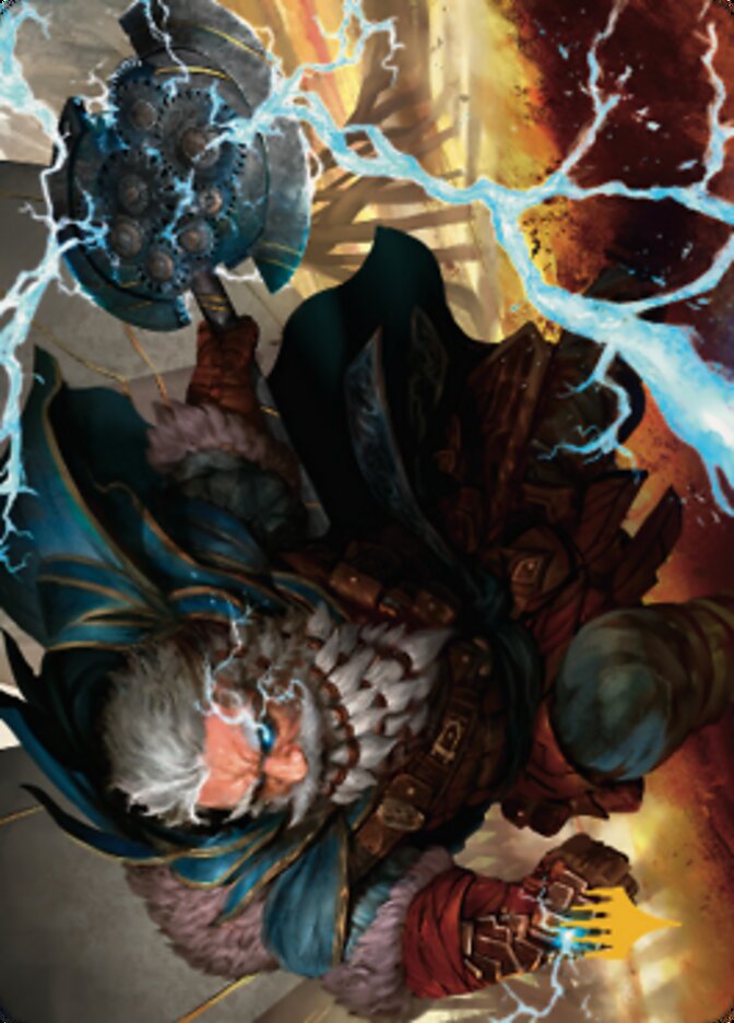 Electrostatic Infantry Art Card (Gold-Stamped Signature) (30) [Art Series: Dominaria United]