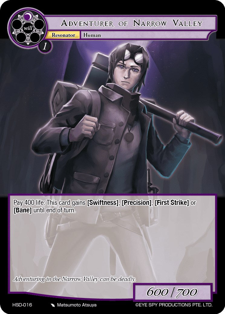 Adventurer of Narrow Valley (HSD-016) [Hero Cluster Starter Decks]