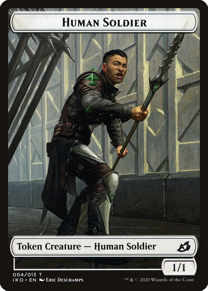 Dinosaur Beast // Human Soldier (004) Double-Sided Token (11 // 4) [Ikoria: Lair of Behemoths]