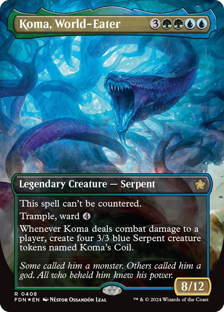 Koma, World-Eater (Borderless) (Mana Foil) (408) [Foundations]
