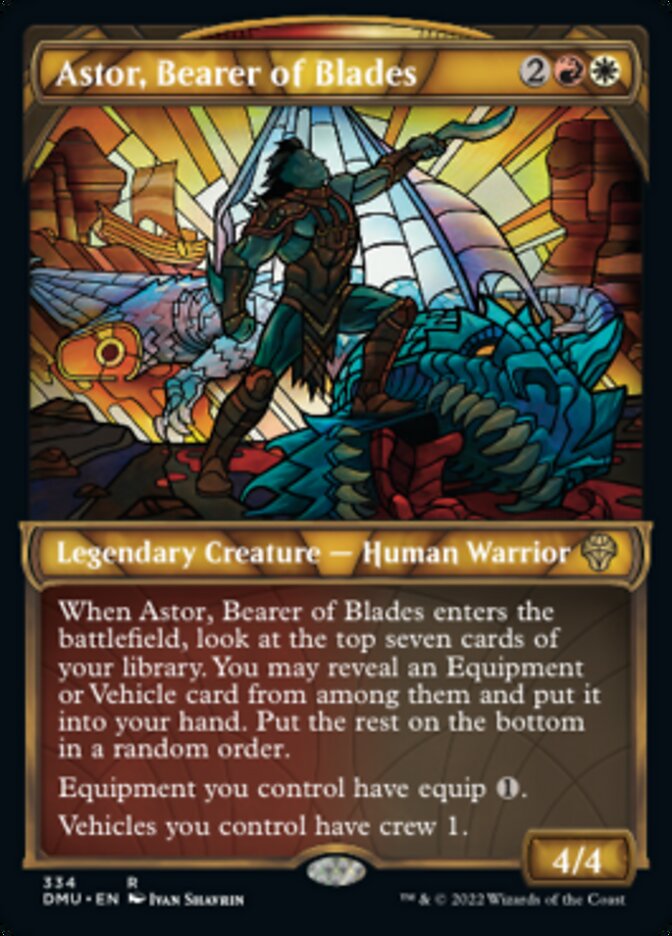 Astor, Bearer of Blades (Textured Foil) (334) [Dominaria United]