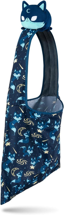 Plushie Tote Bag: Dark Blue Moon Foxes Tote Bag + Dark Blue Moon Fox Plushie