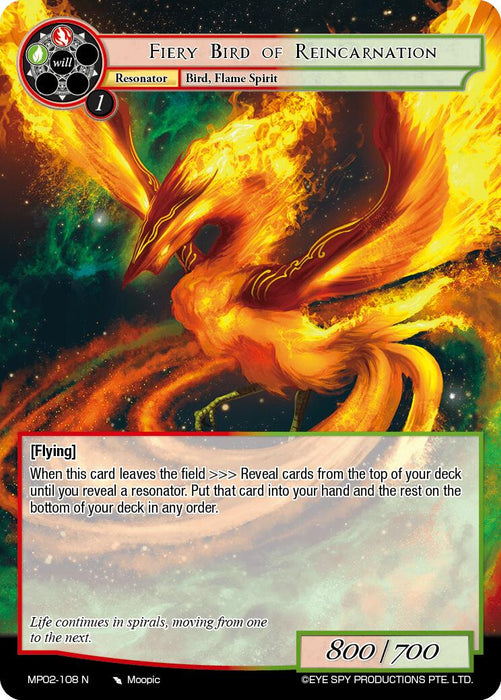 Fiery Bird of Reincarnation (MP02-108 N) [Masterpiece Collection 02 "Fates Reunited!"]