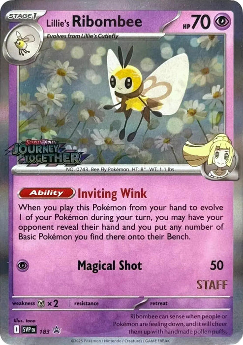 Lillie's Ribombee (183) (Prerelease Staff) [Scarlet & Violet: Black Star Promos]