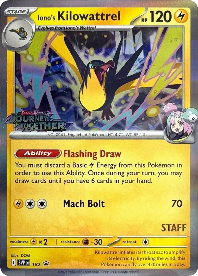 Iono's Kilowattrel - 182 (Prerelease) [Staff] (182) [SV: Scarlet & Violet Promo Cards]