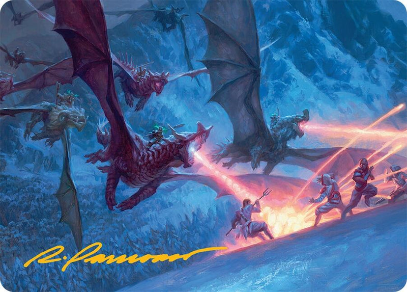 Dragonback Assault Art Card (22/54) (Gold-Stamped Signature) (22) [Art Series: Tarkir: Dragonstorm]