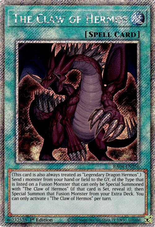 The Claw of Hermos (Platinum Secret Rare) (RA04-EN256) [Quarter Century Stampede]