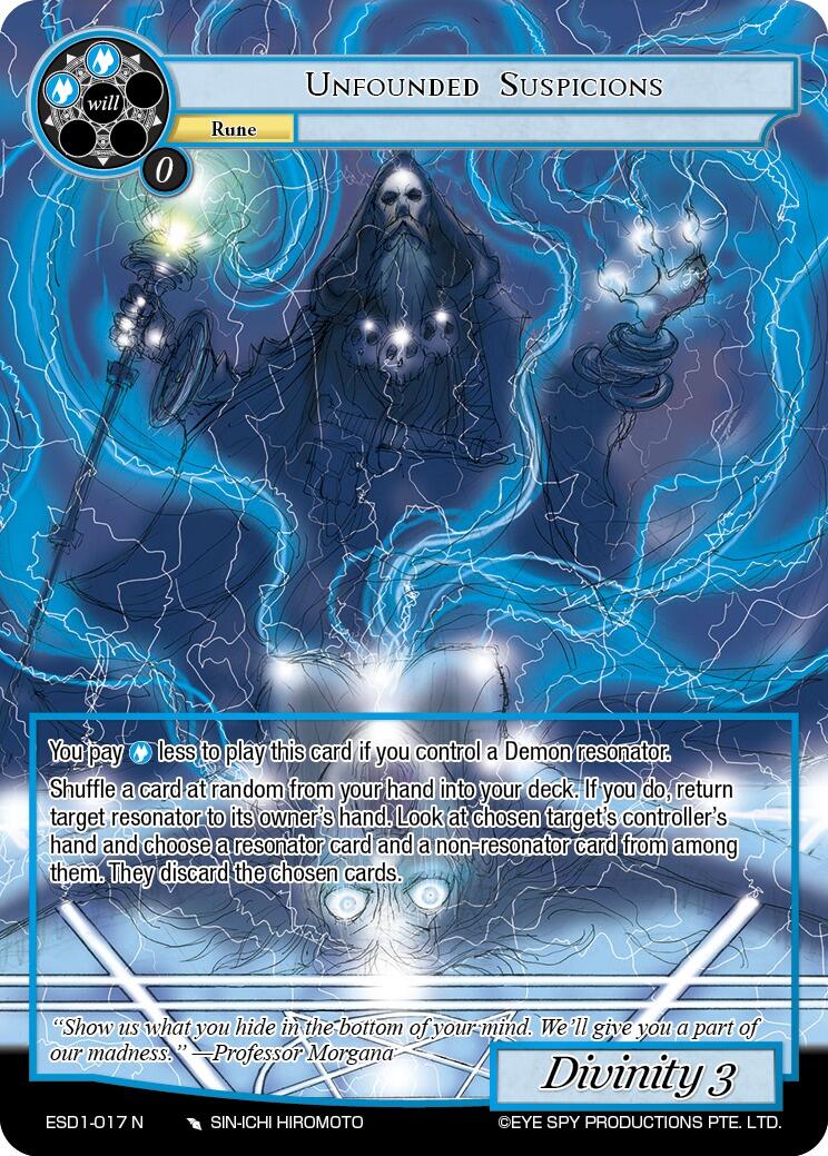 Unfounded Suspicions (ESD1-017 N) [Evil Cluster Starter Deck 1: Valgott]