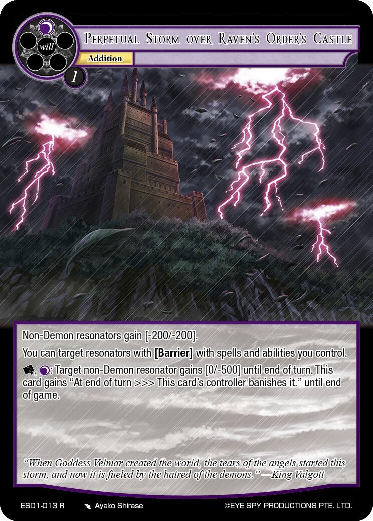 Perpetual Storm over Raven's Order's Castle (ESD1-013 R) [Evil Cluster Starter Deck 1: Valgott]