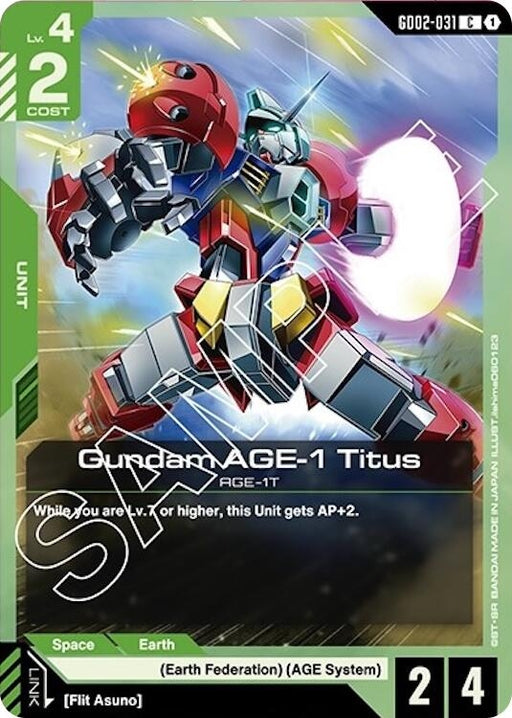 Image for Gundam AGE-1 Titus (GD02-031) [Dual Impact] - Gundam Card Game