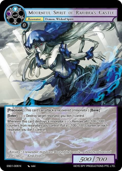 Image for Mournful Spirit of Ravidra's Castle (ESD1-006 N) [Evil Cluster Starter Deck 1: Valgott] - Force of Will