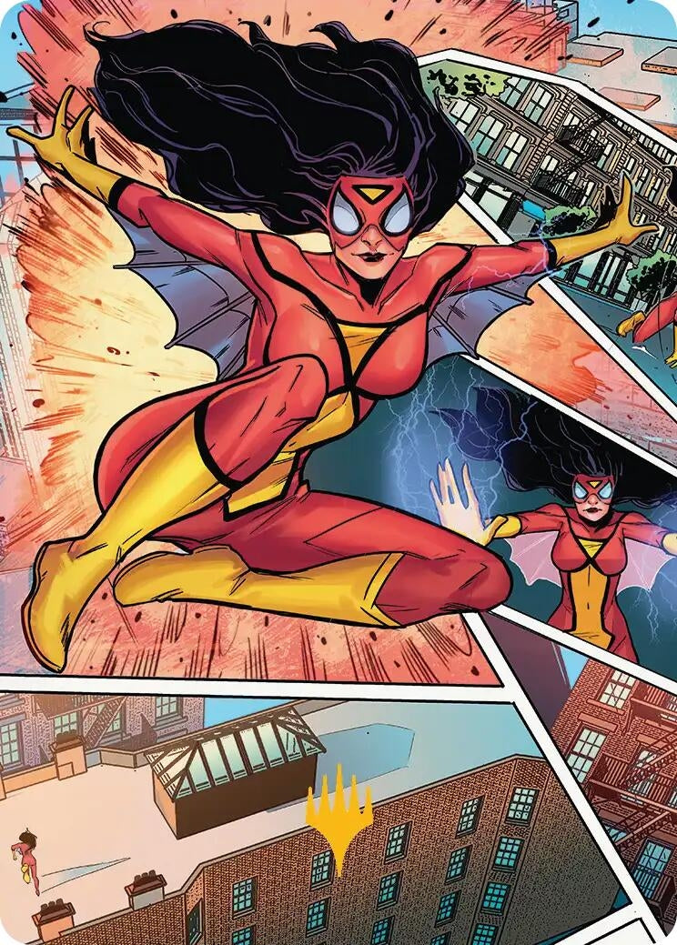 Image for Spider-Woman, Stunning Savior Art Card (Gold-Stamped Planeswalker Symbol) (51) [Marvel's Spider-Man] - Magic: The Gathering