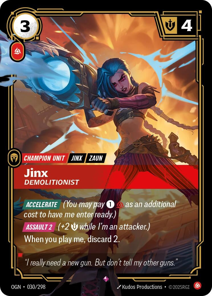 Image for Jinx - Demolitionist (030/298) [Origins] - Riftbound: League of Legends Trading Card Game