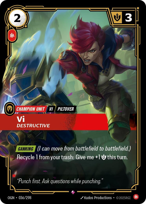 Image for Vi - Destructive (036/298) [Origins] - Riftbound: League of Legends Trading Card Game