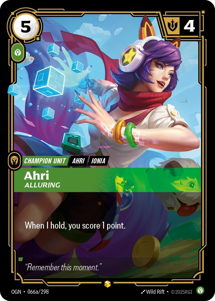 Image for Ahri - Alluring (Alternate Art) (066a/298) [Origins] - Riftbound: League of Legends Trading Card Game