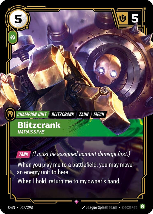 Image for Blitzcrank - Impassive (067/298) [Origins] - Riftbound: League of Legends Trading Card Game