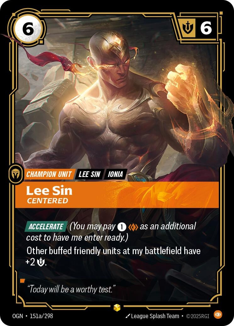 Image for Lee Sin - Centered (Alternate Art) (151a/298) [Origins] - Riftbound: League of Legends Trading Card Game