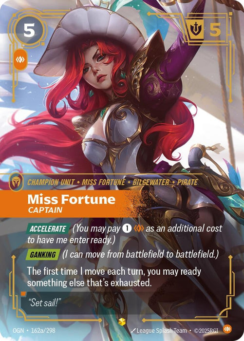 Image for Miss Fortune - Captain (Alternate Art) (162a/298) [Origins] - Riftbound: League of Legends Trading Card Game