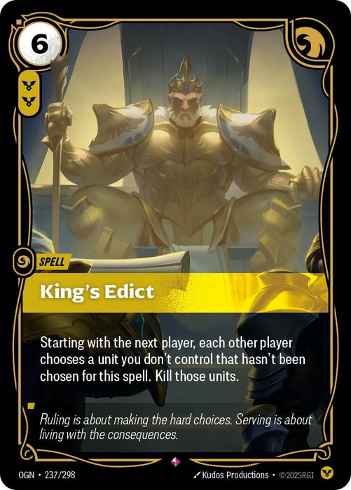 Image for King's Edict (237/298) [Origins] - Riftbound: League of Legends Trading Card Game
