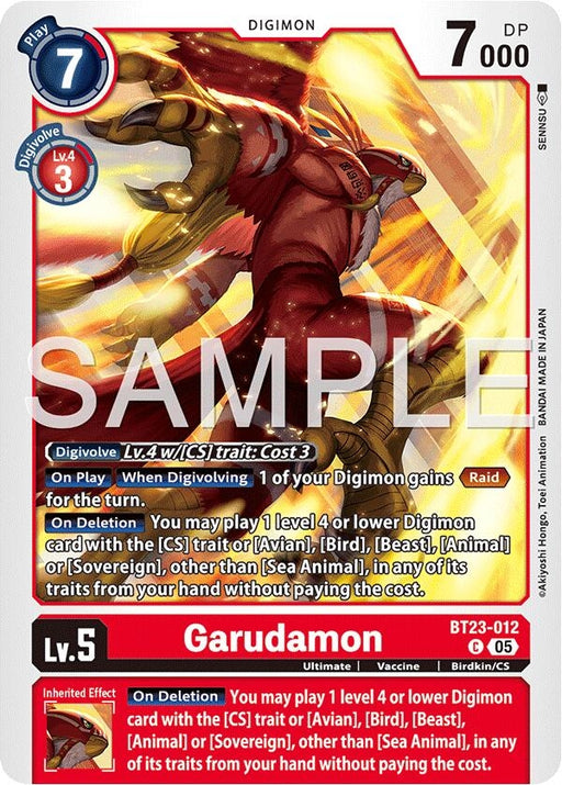 Image for Garudamon (BT23-012 C) [Hackers' Slumber] - Digimon Card Game