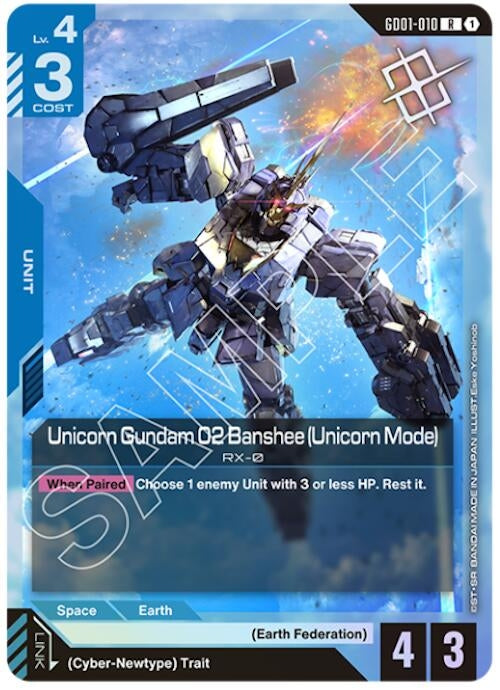 Image for Unicorn Gundam 02 Banshee (Unicorn Mode) (Judge Pack 01) (GD01-010) [Gundam Promotional Cards] - Gundam Card Game