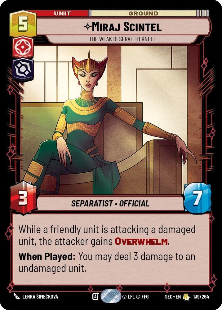 Image for Miraj Scintel - The Weak Deserve to Kneel (139/264) [Secrets of Power] - Star Wars: Unlimited